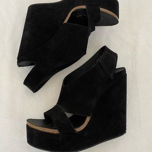 Black Suede Pedro Garcia Wedges Size 39.5